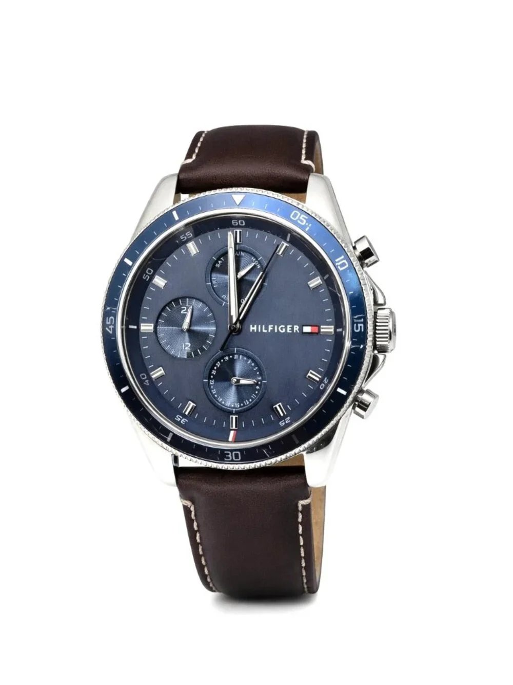Tommy Hilfiger Damon TH433 Men's Blue Brown Leather Watch 46mm